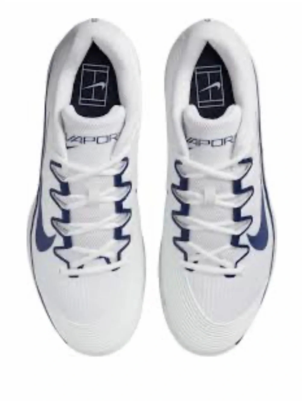 Nike White and Navy Men's Vapor Athletic Tennis Shoes